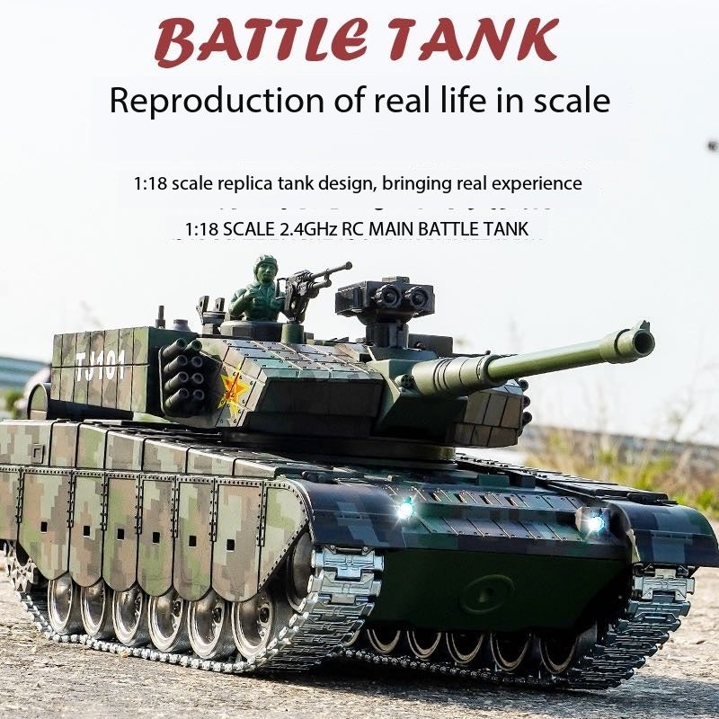 Full-Scale Remote-Controlled Tank China's Type 99 Alloy Wheel Tracked Vehicle Firing Bullets and Emitting Smoke Tiger Remote-Controlled Tank