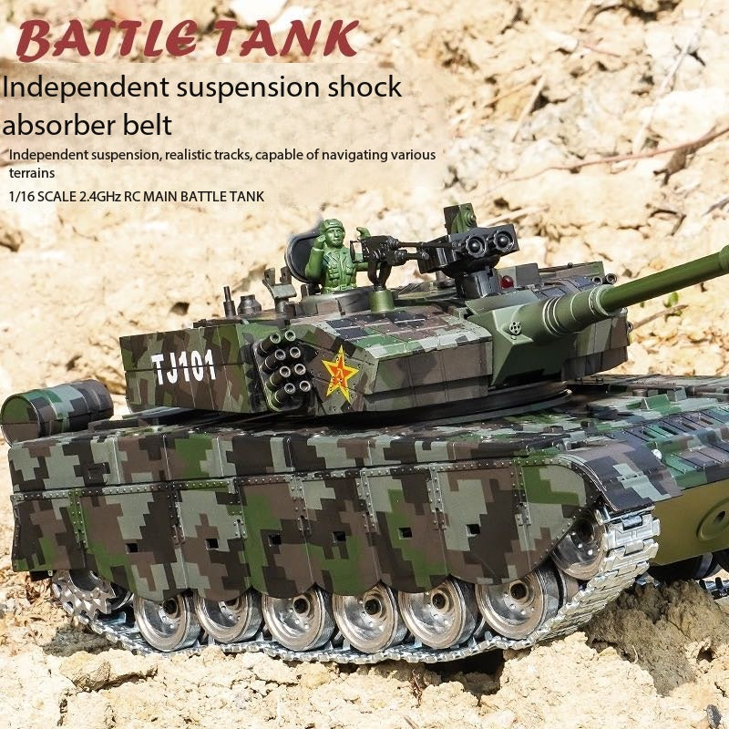 Full-Scale Remote-Controlled Tank China's Type 99 Alloy Wheel Tracked Vehicle Firing Bullets and Emitting Smoke Tiger Remote-Controlled Tank