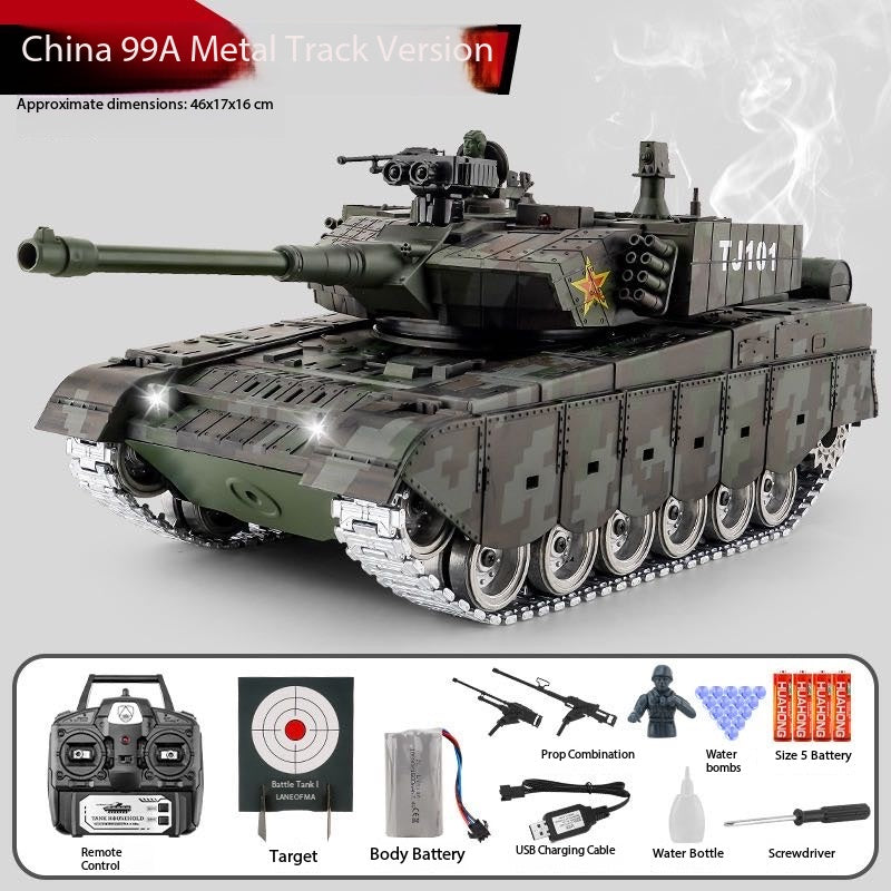 Full-Scale Remote-Controlled Tank China's Type 99 Alloy Wheel Tracked Vehicle Firing Bullets and Emitting Smoke Tiger Remote-Controlled Tank